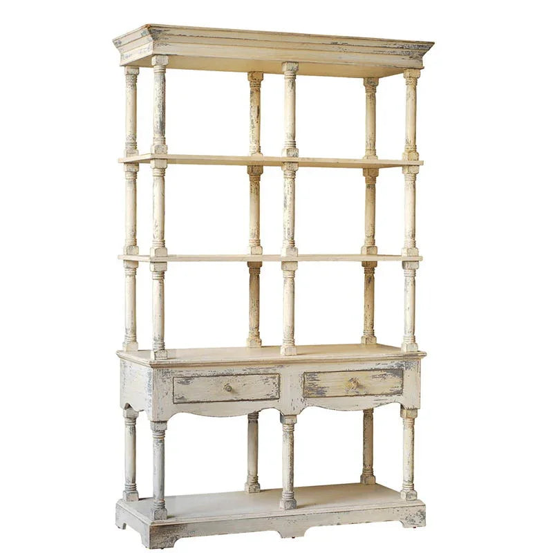 Adela - French Country Bookcase Display Storage Shelf Etageres - Antique White - Furniture Home Direct