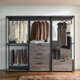 Closet System With Drawers Rods Industrial Frame Dark Brown - Furniture Home Direct