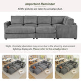 121.3" Modular Sectional Sofa with Two Movable Ottomans, Gray - Furniture Home Direct