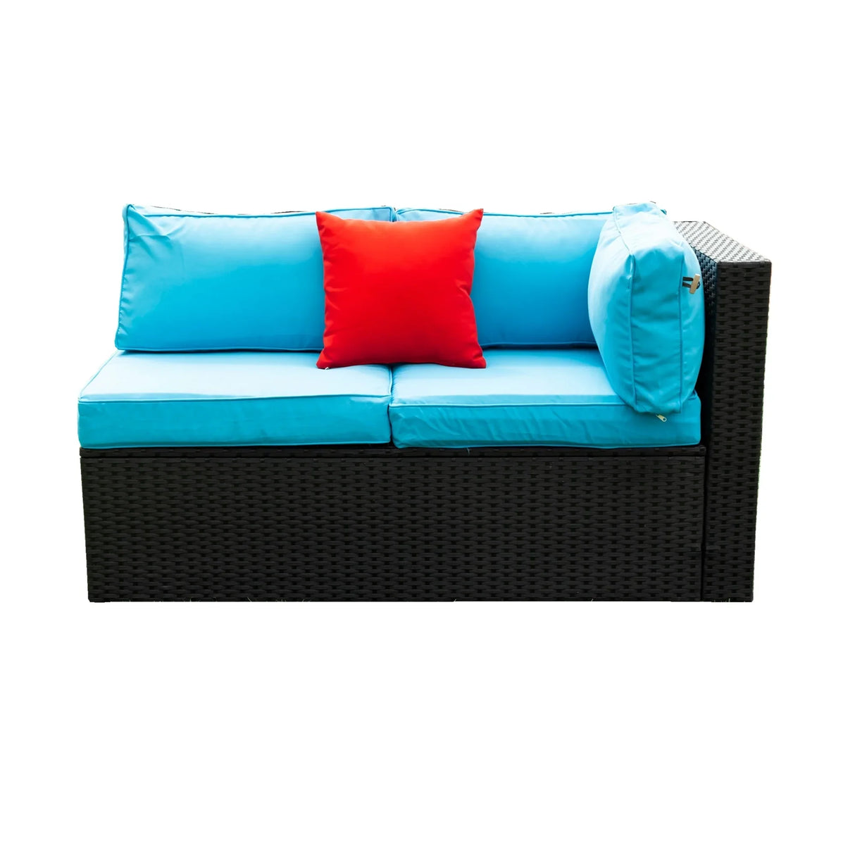 Outdoor Sectional Set With Blue Cushions - Furniture Home Direct