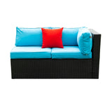 Outdoor Sectional Set With Blue Cushions - Furniture Home Direct