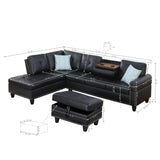 Irine - Faux Leather Sectional Sofa With Ottoman - Furniture Home Direct