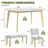 Rustic Farmhouse Dining Room Rectangular Table With 4 Upholstered Chairs And Bench - Furniture Home Direct