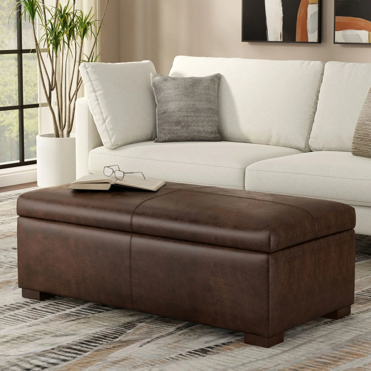 Gabbie - Coffee Table Upholstered Storage Ottoman - Furniture Home Direct