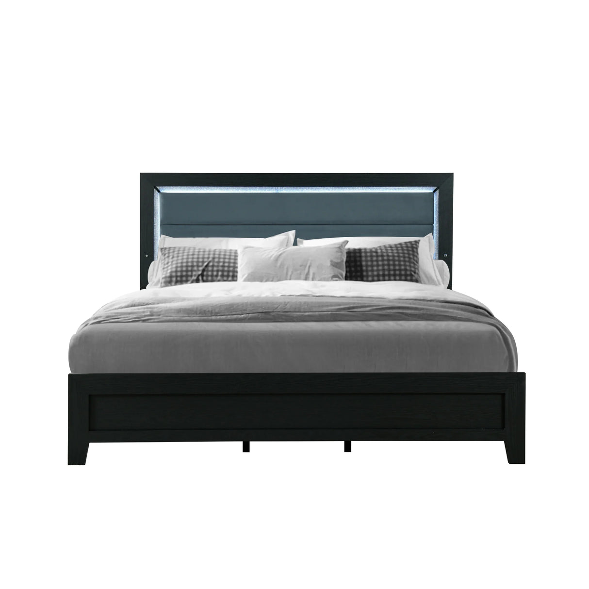 King Bedroom Set Contemporary With Dresser Mirror Black - Furniture Home Direct