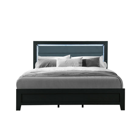 King Bedroom Set Contemporary With Dresser Mirror Black - Furniture Home Direct