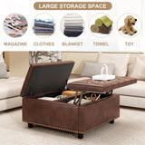 Large Square Storage Ottoman With 2 Storage Doors - Furniture Home Direct