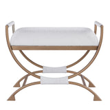Nora - Bench With Bronze Metal Frame And Boucle Fabric Seat - White - Furniture Home Direct