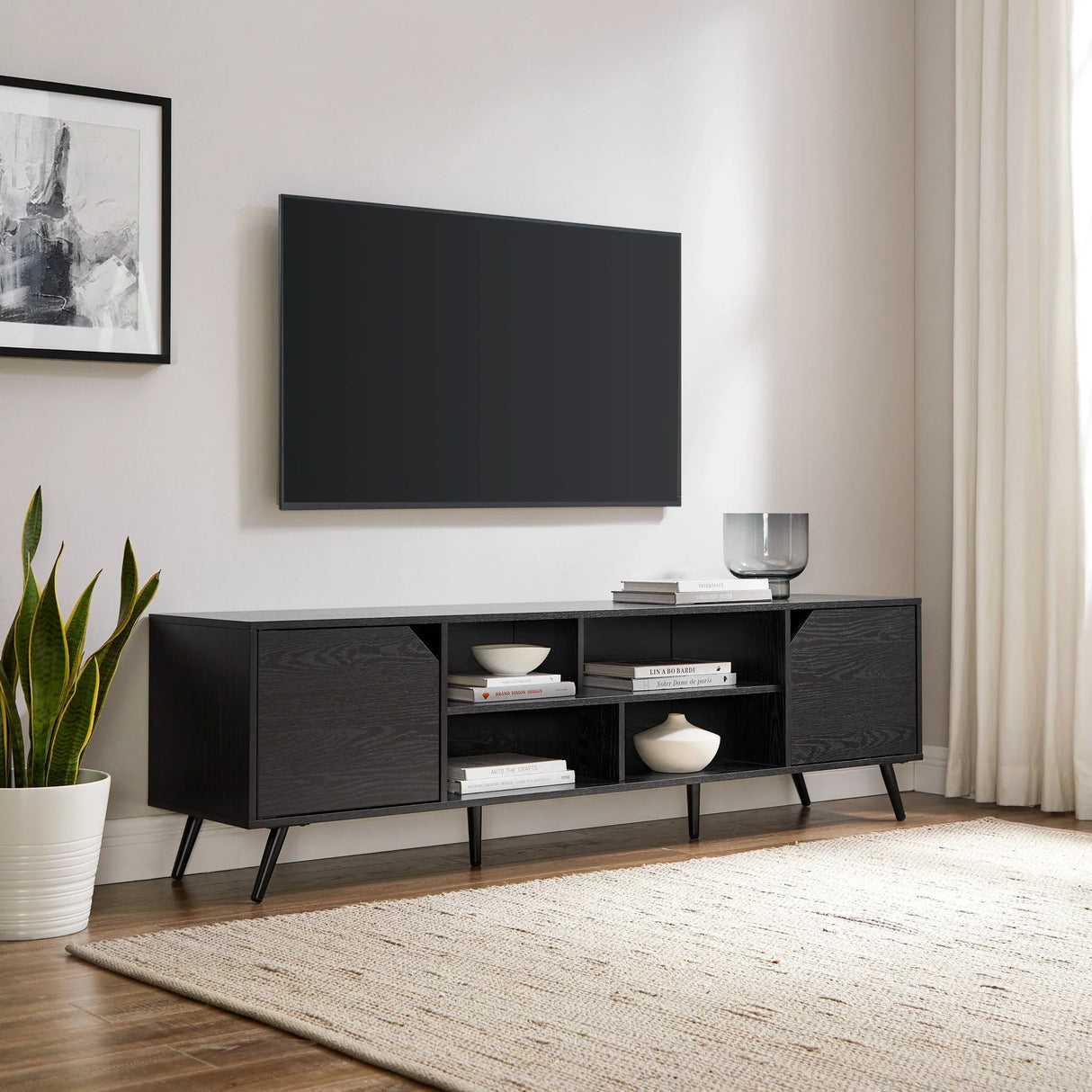 Contemporary 2 Door Minimalist TV Stand - Furniture Home Direct