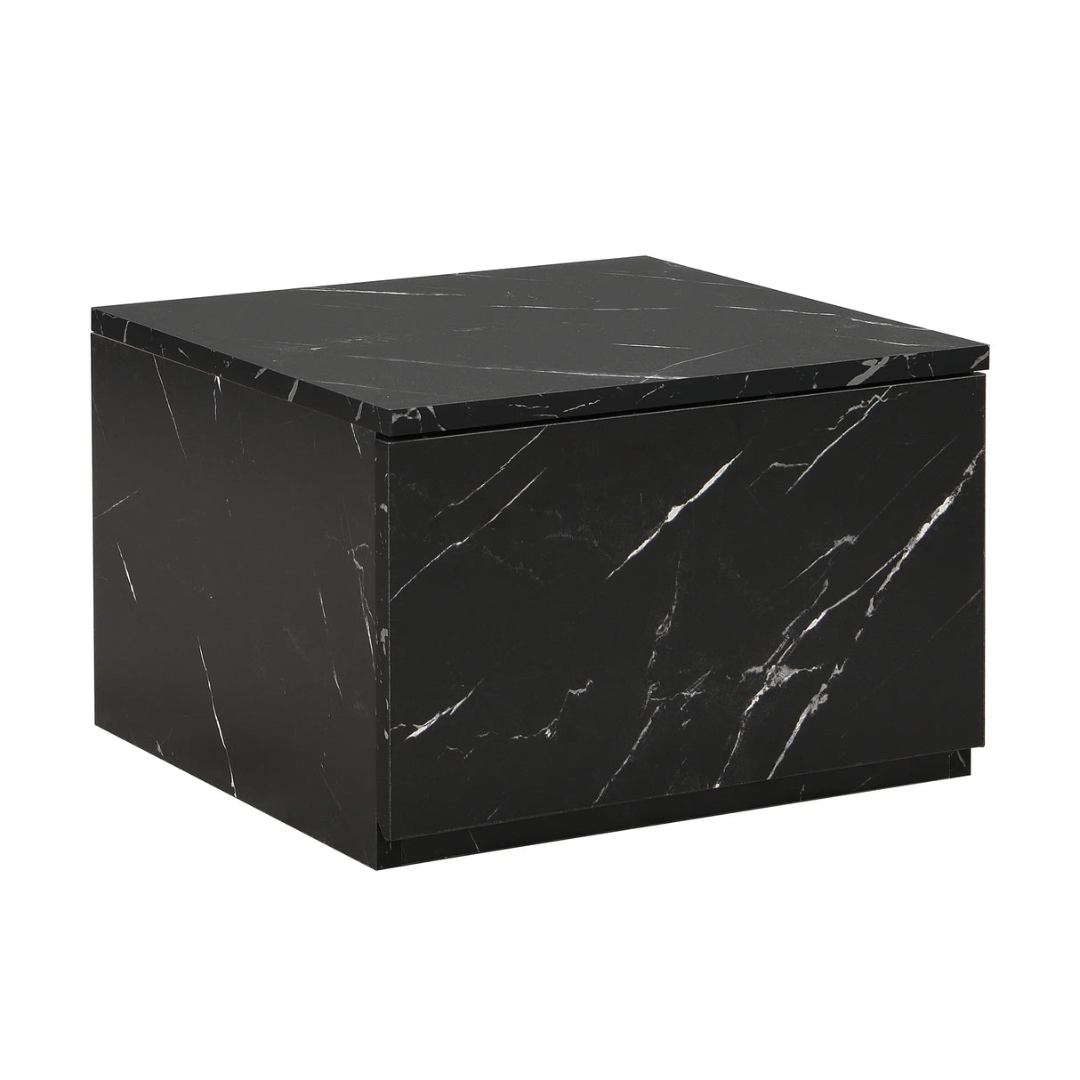TV Stand With Faux Marble Walnut Finish Low Profile Black - Furniture Home Direct