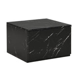 TV Stand With Faux Marble Walnut Finish Low Profile Black - Furniture Home Direct