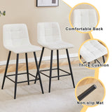 Counter Height Bar Stools Upholstered PU Leather White - Furniture Home Direct