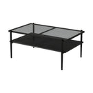 Rectangle Coffee Table With Tempered Glass Top And White Legs, Modern Table For Living Room