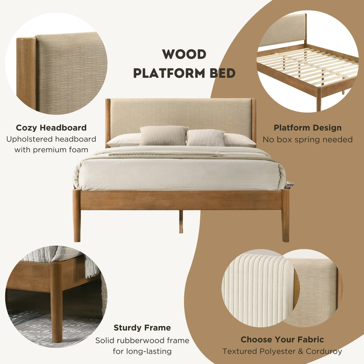 Bedroom Set Queen Bed Dresser Contemporary Finish Walnut - Furniture Home Direct