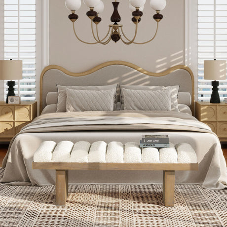 Bella - Upholstered Modern Accent Bench - Ivory White - Furniture Home Direct