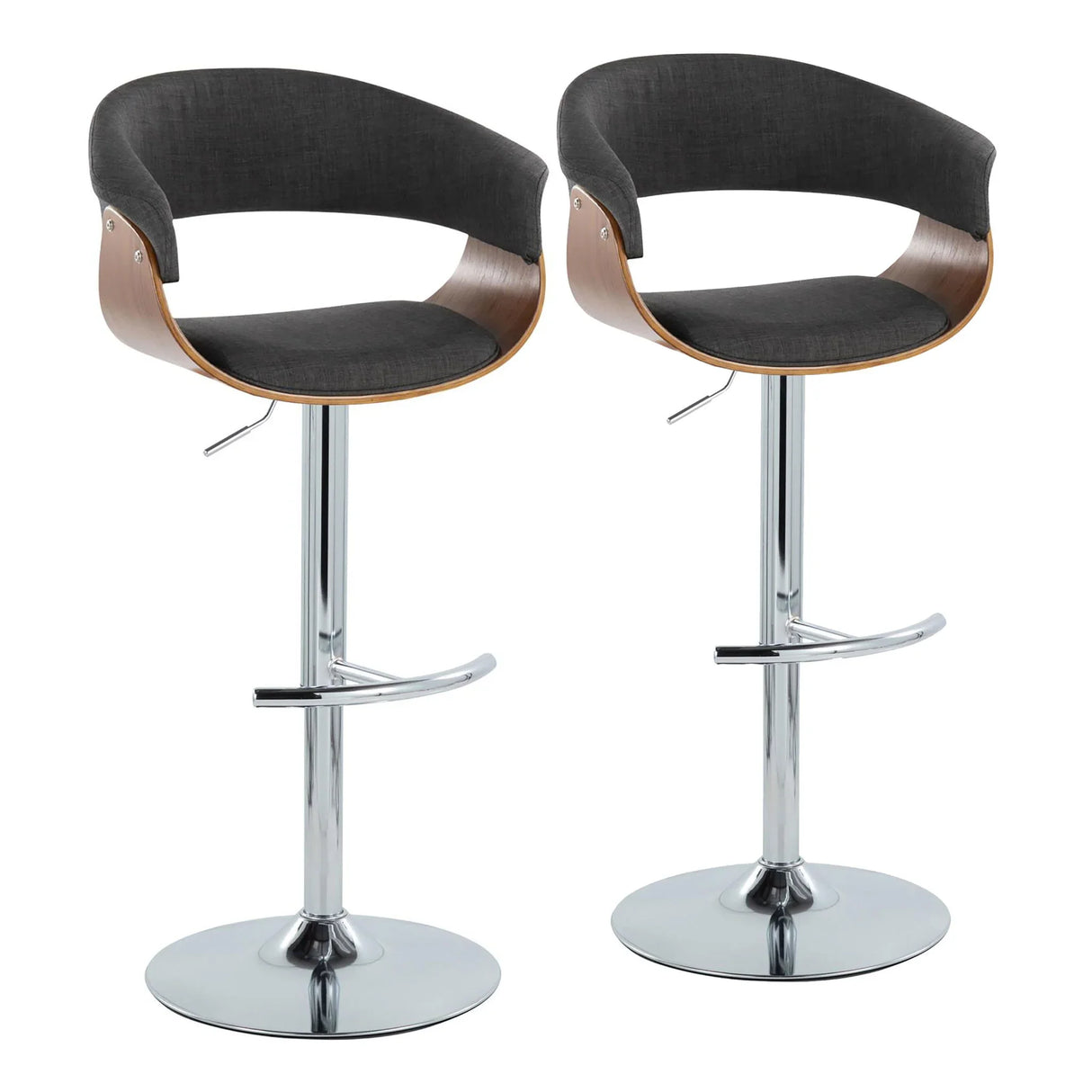 Vintage Mod - Mid Century Modern Adjustable Height Barstool With Swivel With Rounded T Footrest (Set of 2) - Furniture Home Direct