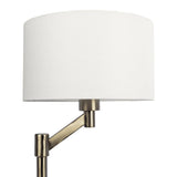 Horizon - Table Lamp With On / Off Switch Curved Base Linen Shade - Brushed Nickel / Silver / White - Furniture Home Direct