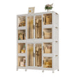 Portable Wardrobe Closet Storage Organizer For Clothes With Magnetic Doors, 12 Cubes & 2 Hanging Rods - White - Furniture Home Direct