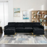 Modern L - Shape Convertible Sectional Sofa With Movable Ottoman - Furniture Home Direct