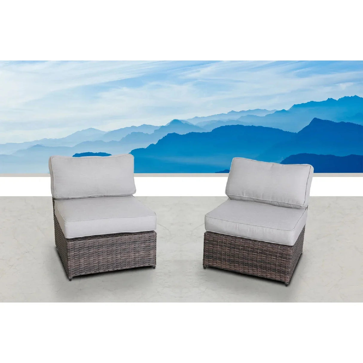 Armless Patio Chair With Cushions - Furniture Home Direct