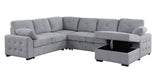 Nyhan - Upholstered Corner Sectional With Pull Out Loveseat And Storaged Chaise - Light Gray - Furniture Home Direct