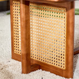Coffee Table Solid Wood With Rattan Panel Sides Walnut - Furniture Home Direct