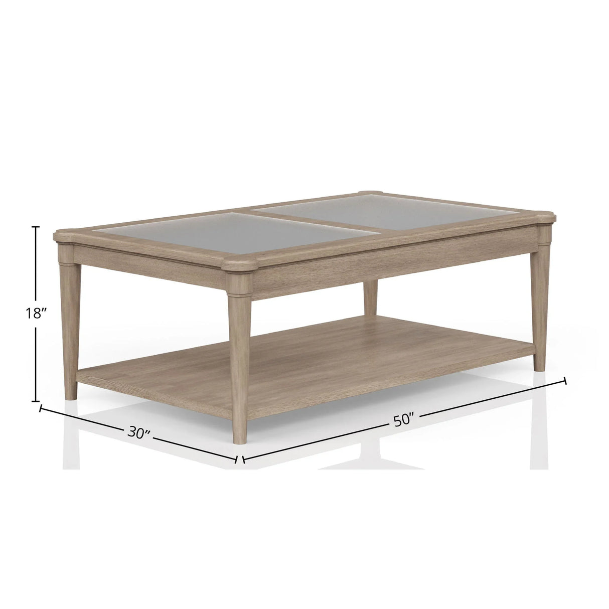Frosted Glass Top Coffee Table With Casters - Sand - Furniture Home Direct