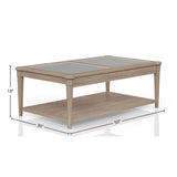 Frosted Glass Top Coffee Table With Casters - Sand - Furniture Home Direct