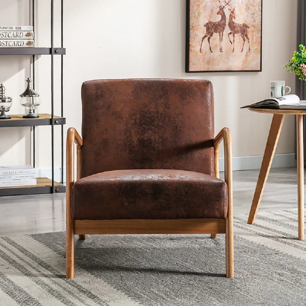 Classic Mid-Century Modern Accent Chairs, Open Framed Armchair With Cushioning - Furniture Home Direct