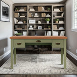 Vineyard - Writing Desk - Sage Green And Fruitwood - Furniture Home Direct