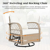 3 Piece Outdoor Chair & Table Set Chat Set, 2 Person Rattan Seating Group - Furniture Home Direct