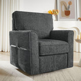 360° Swivel Accent Barrel Armchair With Side Pockets, Compact Design - Furniture Home Direct