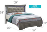 Bed With LED Light Accents Headboard - Furniture Home Direct