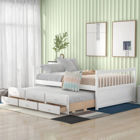 Twin Size Daybed With Trundle And Drawers - Furniture Home Direct