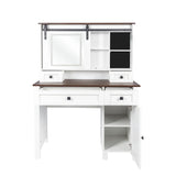 Farmhouse Makeup Vanity with Mirror and Lights - Furniture Home Direct