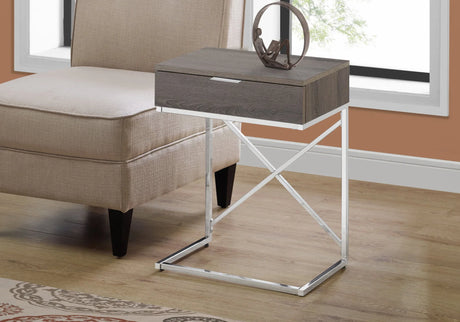 Accent Side Table, Storage Drawer, Contemporary - Taupe - Furniture Home Direct
