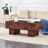 Coffee Table Solid Wood Long Rectangular Dark Walnut - Furniture Home Direct
