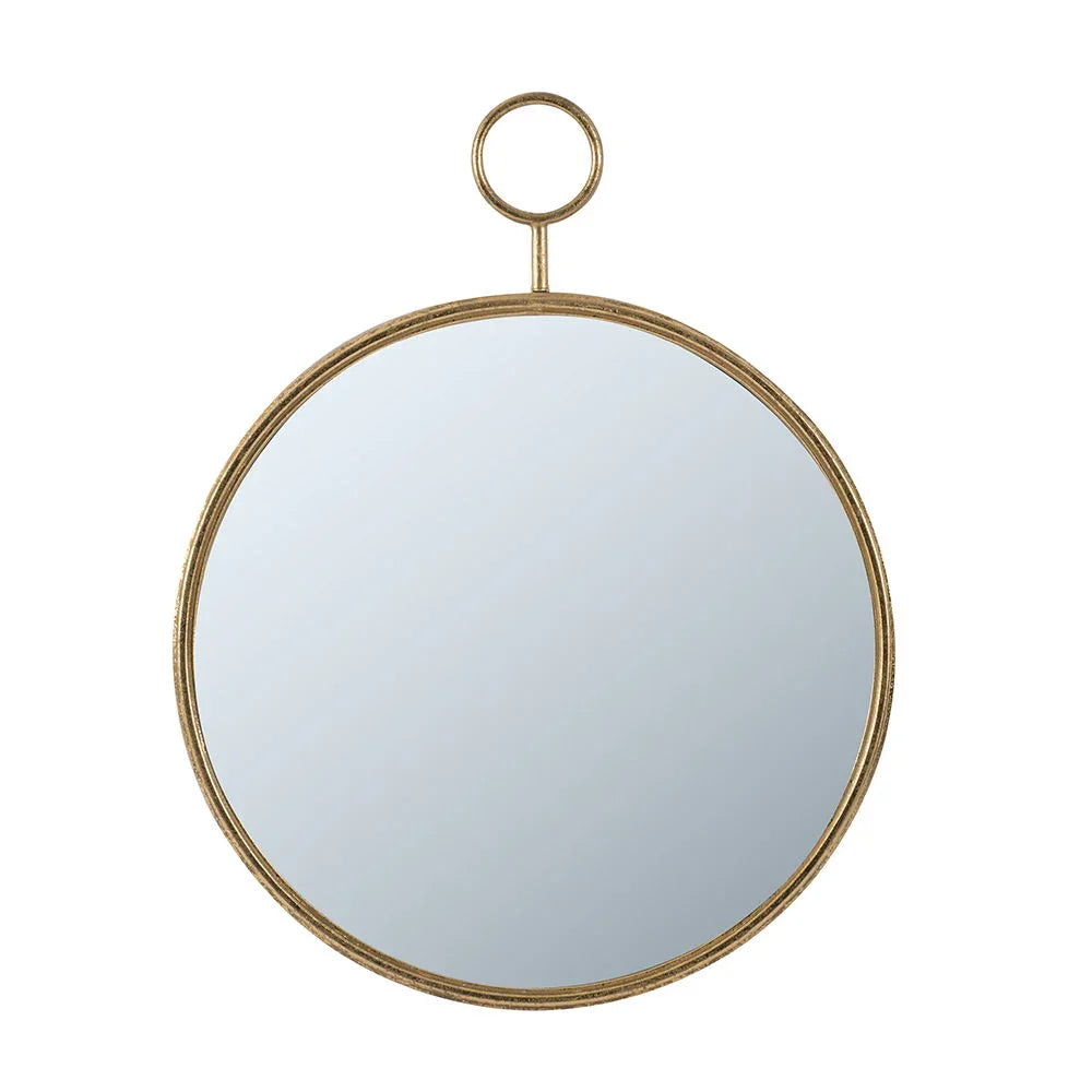Circle Wall Mirror With Iron Frame, Accent Mirror For Living Room - Furniture Home Direct