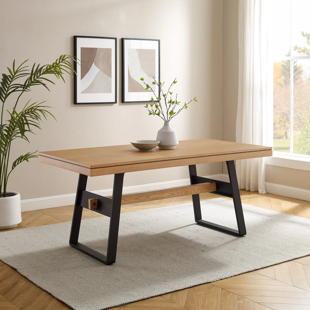 Modern Industrial Large Dining Table - Furniture Home Direct