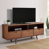 Mid-Century Modern Minimalist 3 Drawer Corner TV Stand For TVs Up To 58 - Furniture Home Direct