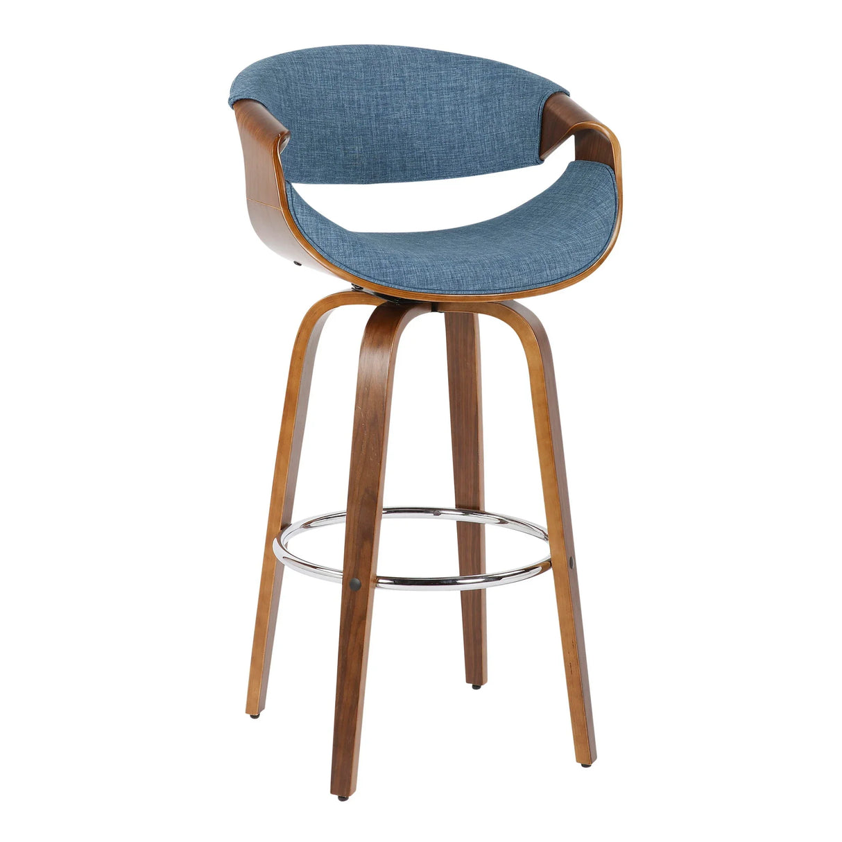 Curvini Mid - Century Modern Fixed Height Barstool With Swivel (Set of 2) - Furniture Home Direct