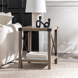 Rustic Industrial X 2 Tier Side Table - Gray Wash - Furniture Home Direct