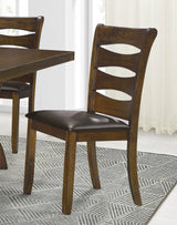Dining Set With Self Storing Leaf And 6 Wood Chairs Brown - Furniture Home Direct