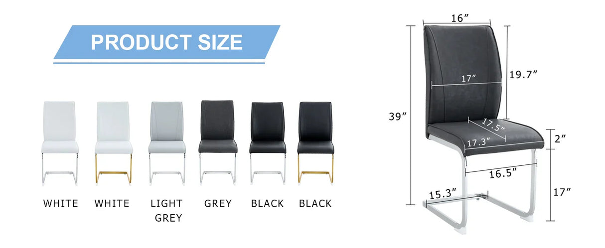 Dining Chairs Cantilever Metal Frame Modern Dark Gray - Furniture Home Direct