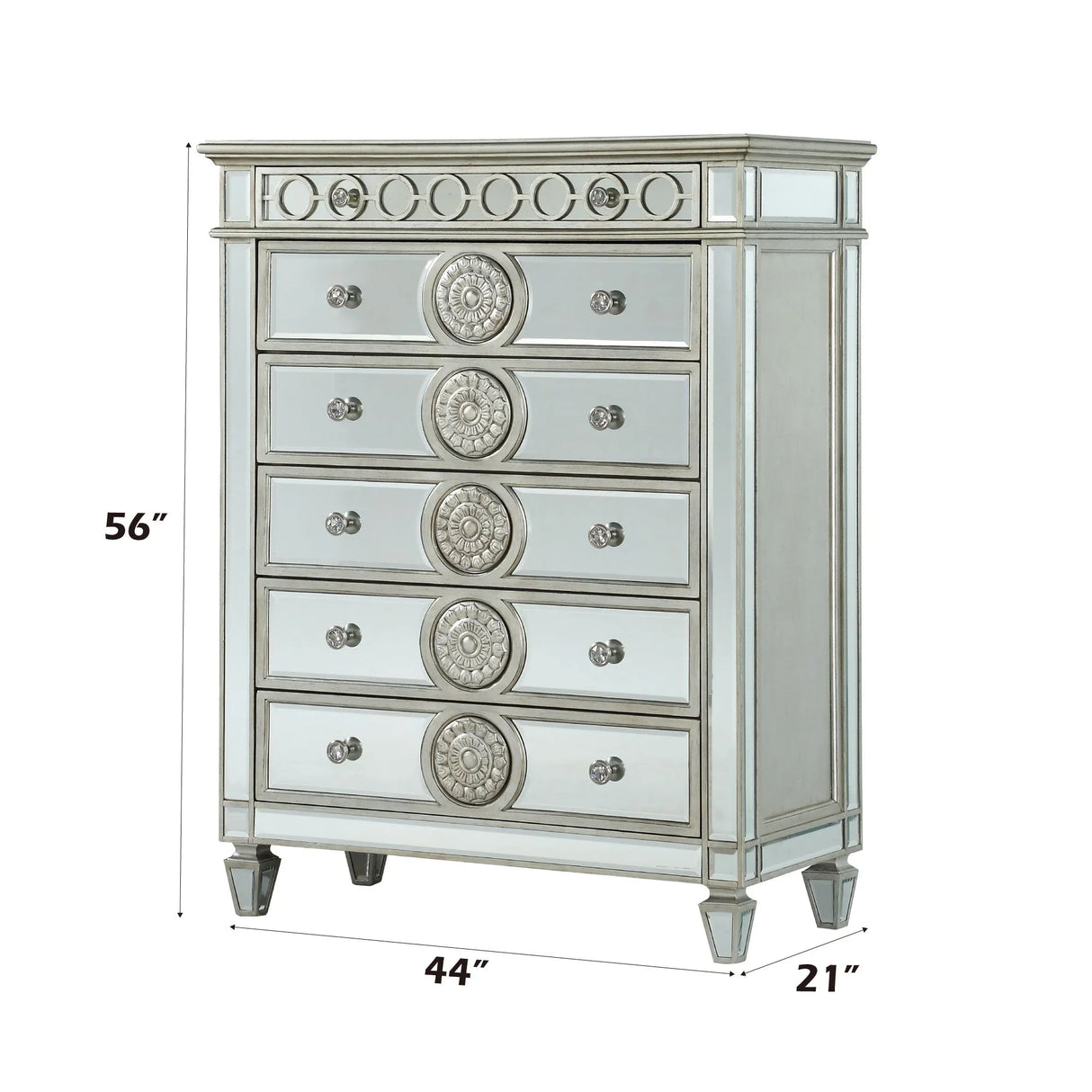 Varian - Mirrored Chest - Silver - Furniture Home Direct