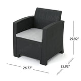 Outdoor Faux Wicker Rattan Style Chat Set With Water Resistant Cushions, 5 Pieces Set - Charcoal / Light Gray