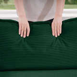 Sofa and Loveseat Set - Green Corduroy Fabric - Furniture Home Direct