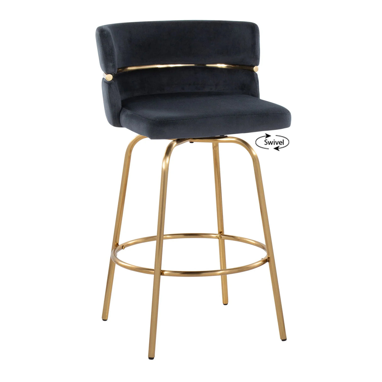 Cinch - Glam / Art Deco Fixed Height Counter Stool With Swivel With Round Footrest (Set of 2) - Furniture Home Direct
