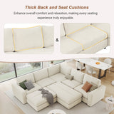 121.3" Modular Sleeper Sectional - Beige - Furniture Home Direct