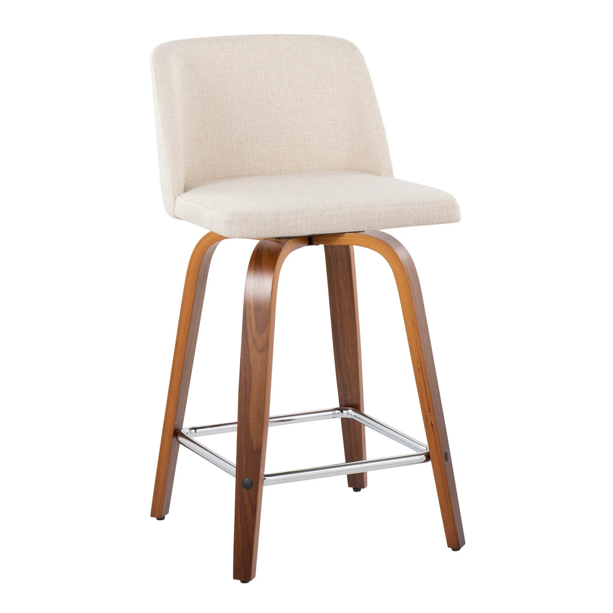Toriano - Mid Century Modern Fixed Height Counter Stool With Swivel And Square Footrest (Set of 2) - Furniture Home Direct